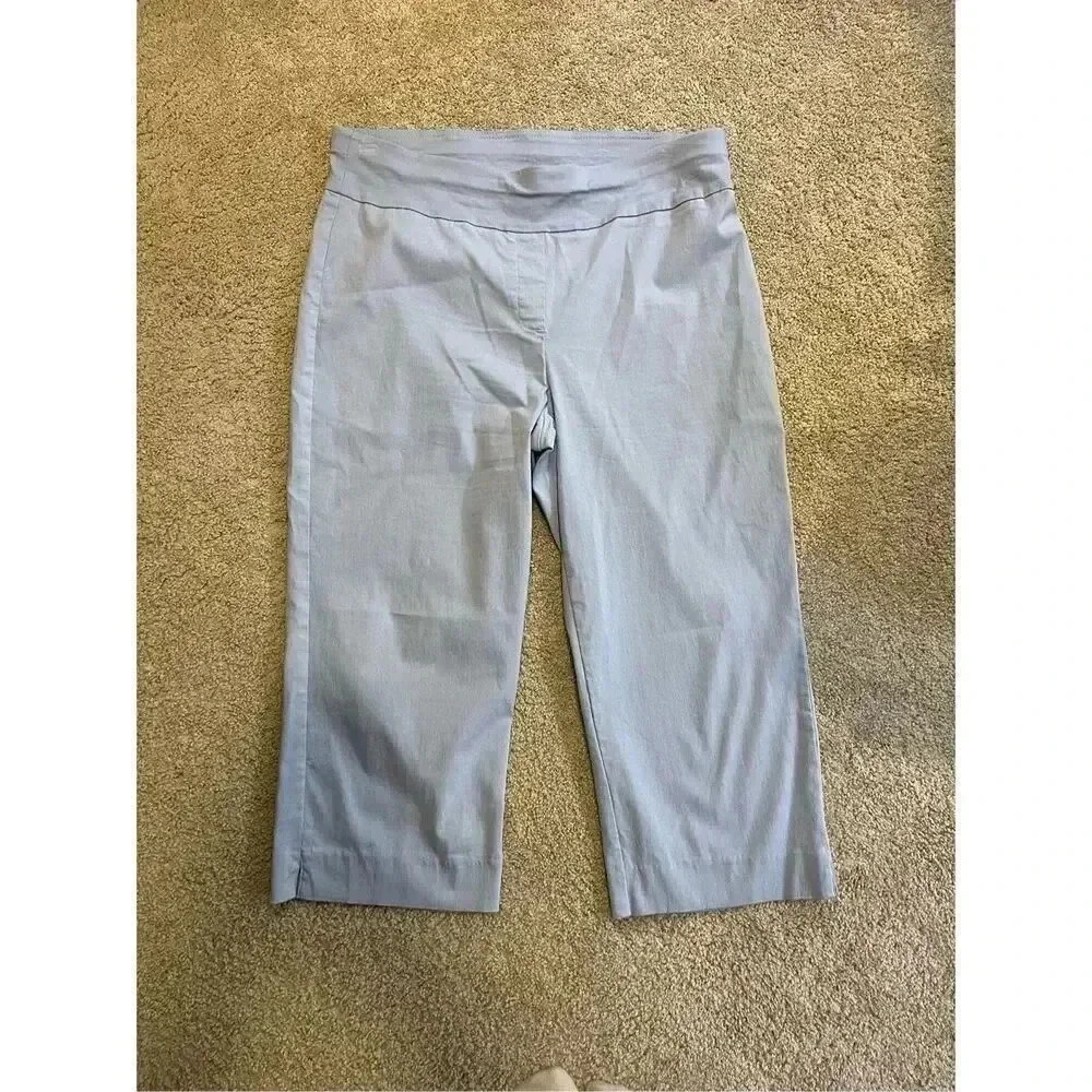 Ruby Rd Women's Plus Size 16 Gray Cropped Pants Elastic Waist